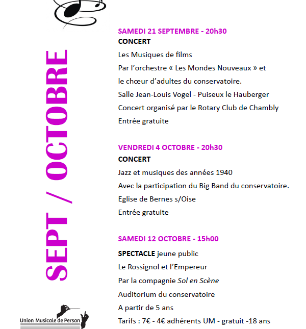 Programmation Septembre / Octobre 2024